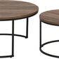Quebec Round Coffee Table Set - Medium Oak Effect/Black
