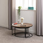 Quebec Round Coffee Table Set - Medium Oak Effect/Black