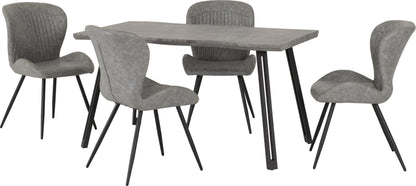Quebec Wave Edge Dining Set - CONCRETE EFFECT/GREY PU