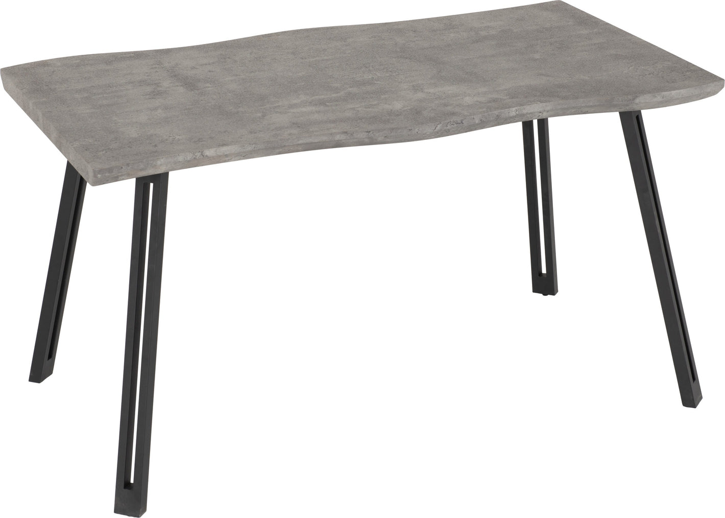 Quebec Wave Edge Dining Table - Concrete Effect/Black