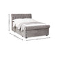 Ravello Grey Chenille Upholstered 135cm Double Bed with 2 Drawers