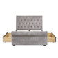 Ravello Grey Chenille Upholstered 150cm Kingsize Bed with 2 Drawers