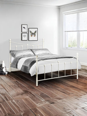 Rebecca 135cm Double White Metal Bed