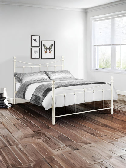Rebecca 135cm Double White Metal Bed