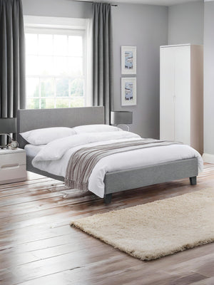 Rialto 150cm King Light Grey Linen Style Fabric Bed