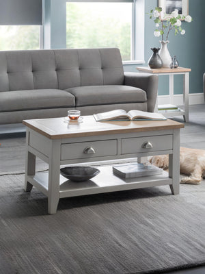 Richmond Coffee Table With 2 Drawers - Grey/Pale Oak