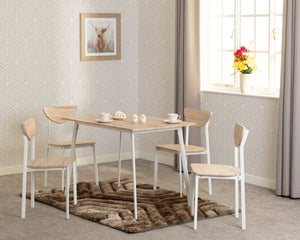 Riley Large Dining Set - WHITE/LIGHT OAK EFFECT VENEER