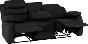 Roma 3+2 Recliner Suite - Black Faux Leather