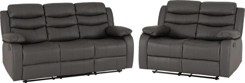 Roma 3+2 Recliner Suite - Grey Faux Leather