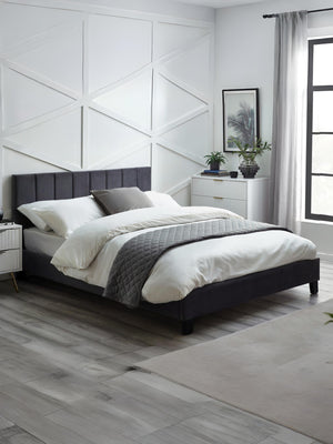 Rosa 150cm King Grey Velvet Bed
