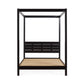 Roxanne Black Solid Pine 135cm Double 4-Poster Canopy Bed