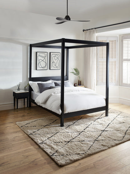 Roxanne Black Solid Pine 150cm King 4-Poster Canopy Bed