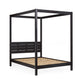 Roxanne Black Solid Pine 150cm King 4-Poster Canopy Bed