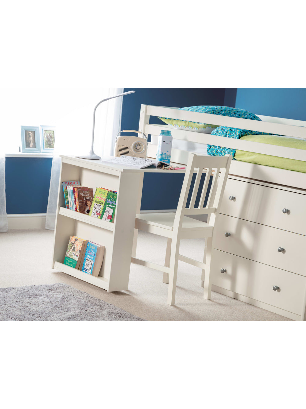 Roxy 90cm Single White Midsleeper Cabin Bed with Desk