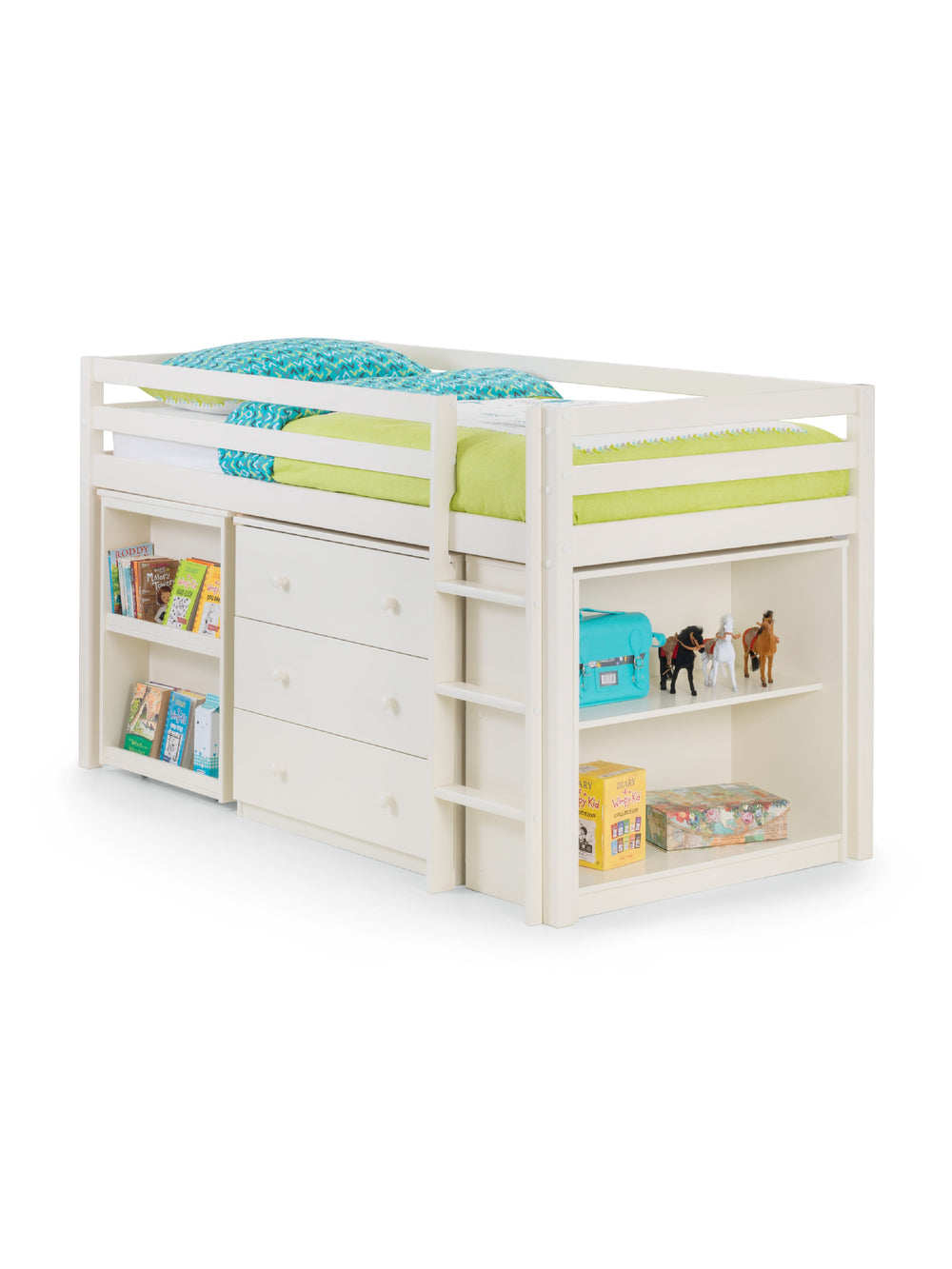 Roxy 90cm Single White Midsleeper Cabin Bed with Desk