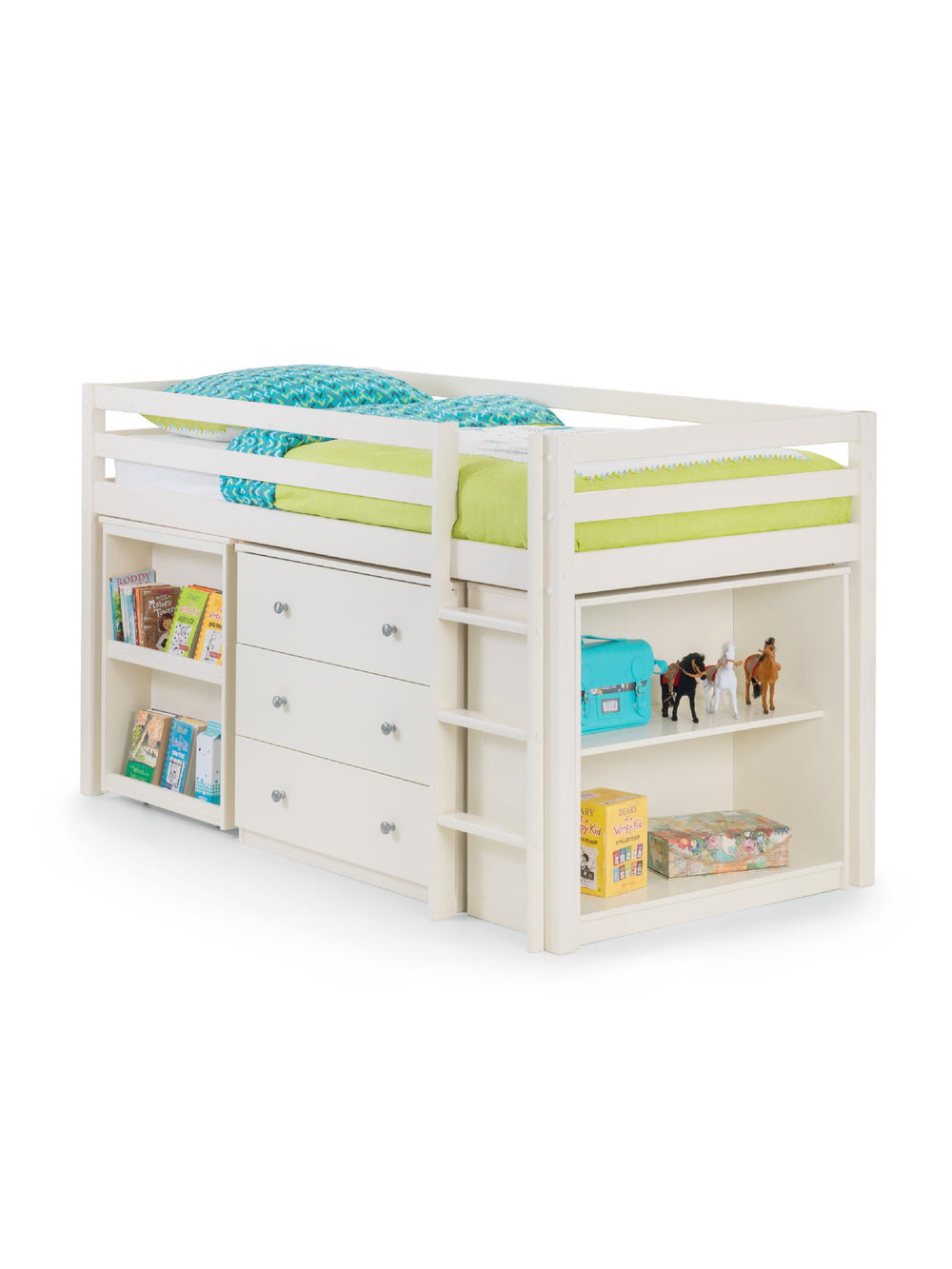 Roxy 90cm Single White Midsleeper Cabin Bed with Desk