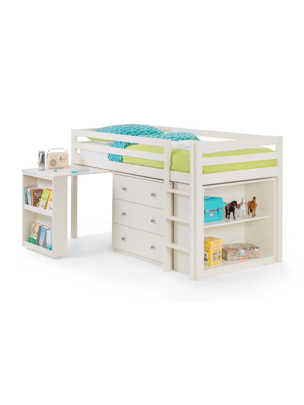 Roxy 90cm Single White Midsleeper Cabin Bed with Desk
