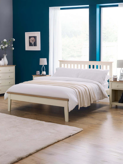 Salerno 135cm Double Ivory and Oak Effect Bed