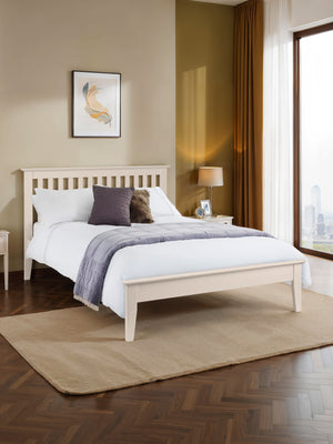 Salerno 150cm King Ivory Bed