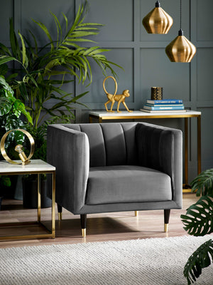 Salma Scalloped Back Chair - Grey