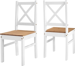 Salvador 1+2 Tile Top Dining Set - WHITE/DISTRESSED WAXED PINE
