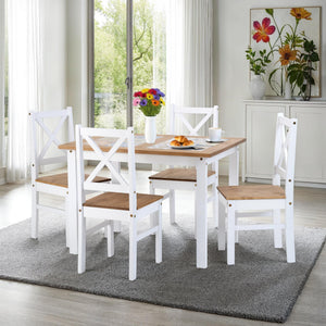 Salvador 1+4 Tile Top Dining Set - White/Distressed Waxed Pine