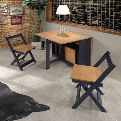 Santos Butterfly Dining Set - NAVY BLUE/DISTRESSED WAXED PINE