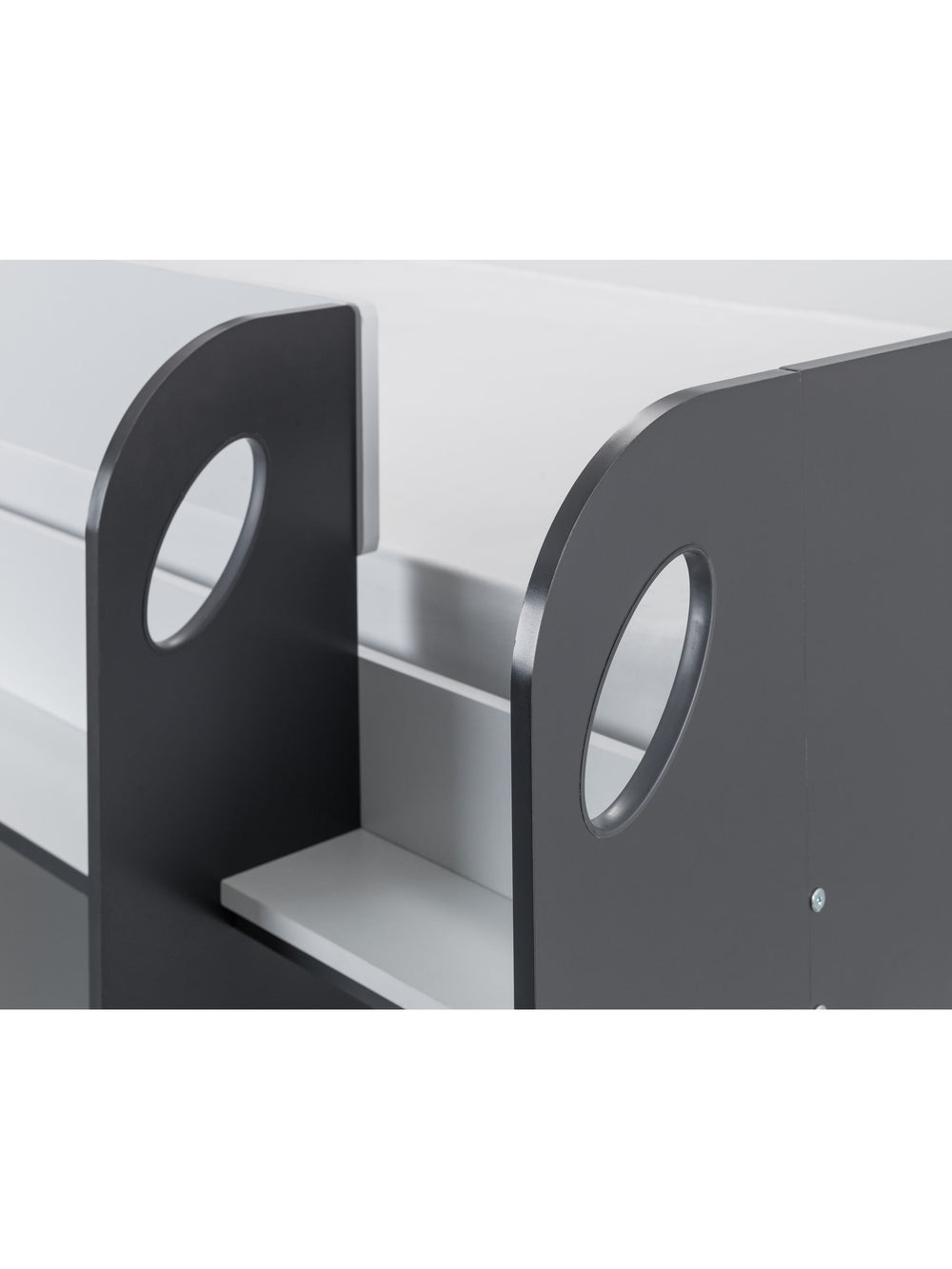 Saturn 90cm Single Black and White Midsleeper Cabin Bed with Desk