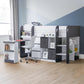 Saturn 90cm Single Black and White Midsleeper Cabin Bed with Desk