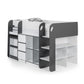 Saturn 90cm Single Black and White Midsleeper Cabin Bed with Desk