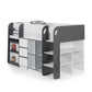 Saturn 90cm Single Black and White Midsleeper Cabin Bed with Desk