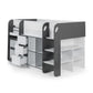 Saturn 90cm Single Black and White Midsleeper Cabin Bed with Desk