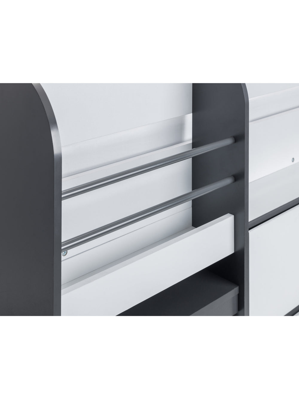 Saturn 90cm Single Black and White Midsleeper Cabin Bed with Desk