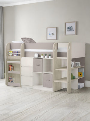 Saturn 90cm Single Taupe Midsleeper Cabin Bed with Desk