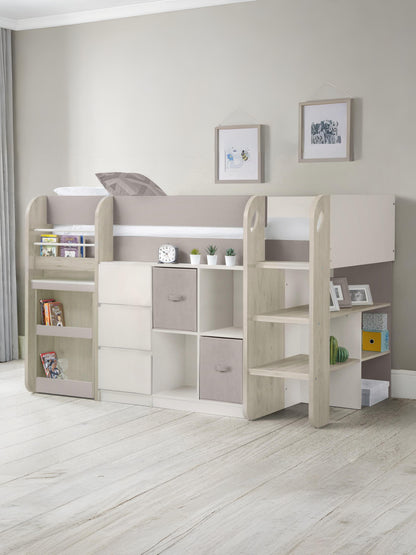 Saturn 90cm Single Taupe Midsleeper Cabin Bed with Desk