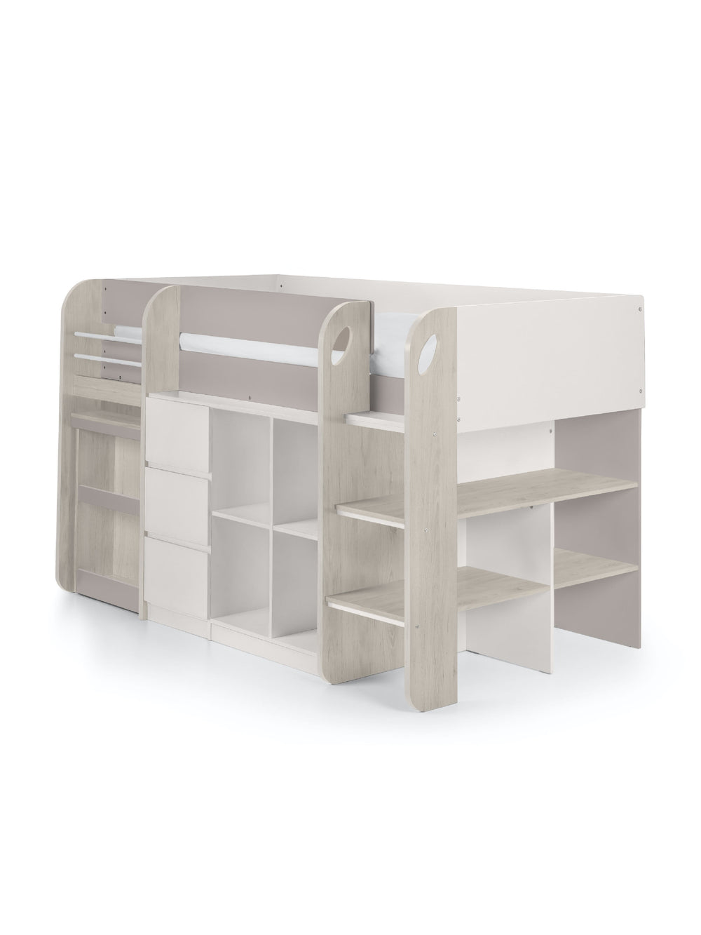 Saturn 90cm Single Taupe Midsleeper Cabin Bed with Desk