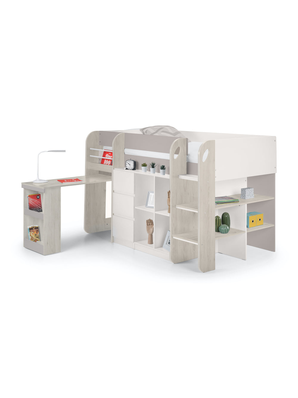 Saturn 90cm Single Taupe Midsleeper Cabin Bed with Desk