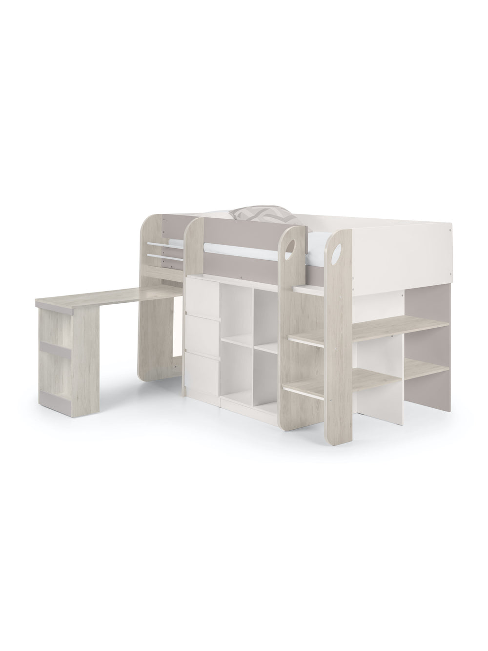 Saturn 90cm Single Taupe Midsleeper Cabin Bed with Desk