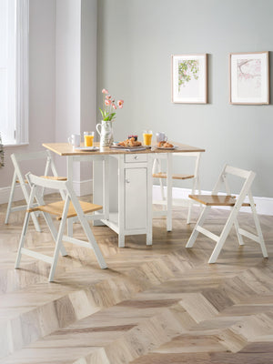 Savoy Whte and Oak 4 Seater Extending Dining Set