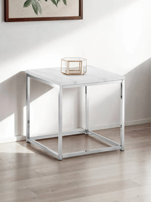 Scala White Marble Top Lamp Table