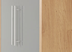 Seville 2 Door Wardrobe - GREY GLOSS/LIGHT OAK EFFECT VENEER