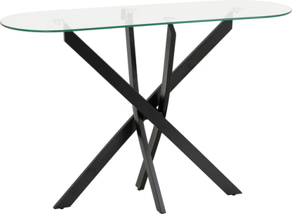 Sheldon Console Table - CLEAR GLASS/BLACK