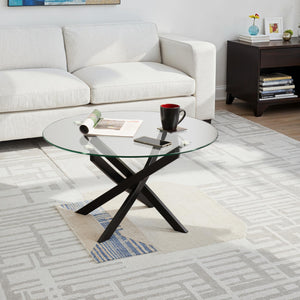 Sheldon Round Coffee Table - CLEAR GLASS/BLACK
