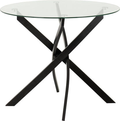 Sheldon Round Glass Top Dining Table - CLEAR GLASS/BLACK