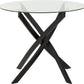 Sheldon Round Glass Top Dining Table - CLEAR GLASS/BLACK