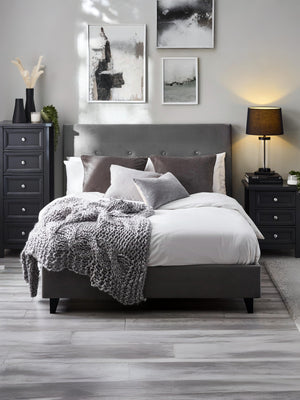 Shoreditch 120cm Small Double Grey Velvet Bed