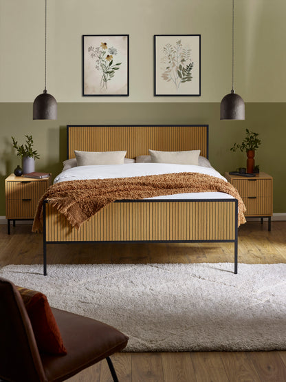 Sia Oak Effect 150cm King Size Bed Frame