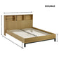 Sia Bookcase Headboard Bed - Light Oak Effect, Double