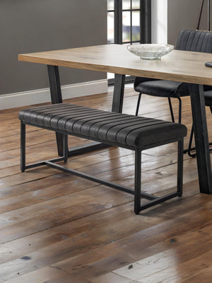 Soho 2 Seater Dining Bench - Antique Black Faux Leather