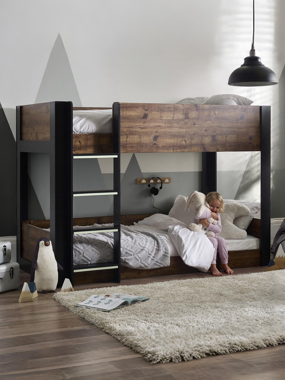 Solomon 90cm Single Rustic Wood Effect Bunk Bed